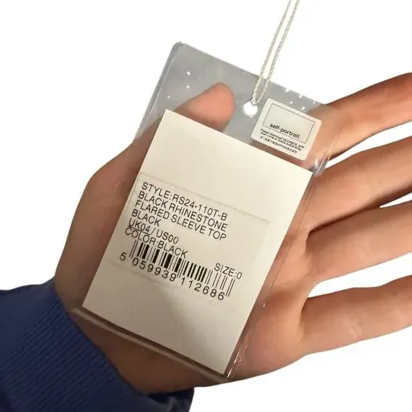 Self Portrait Mesh Rhinestone Embellished Cropped Top 0 - Picture 11 of 13